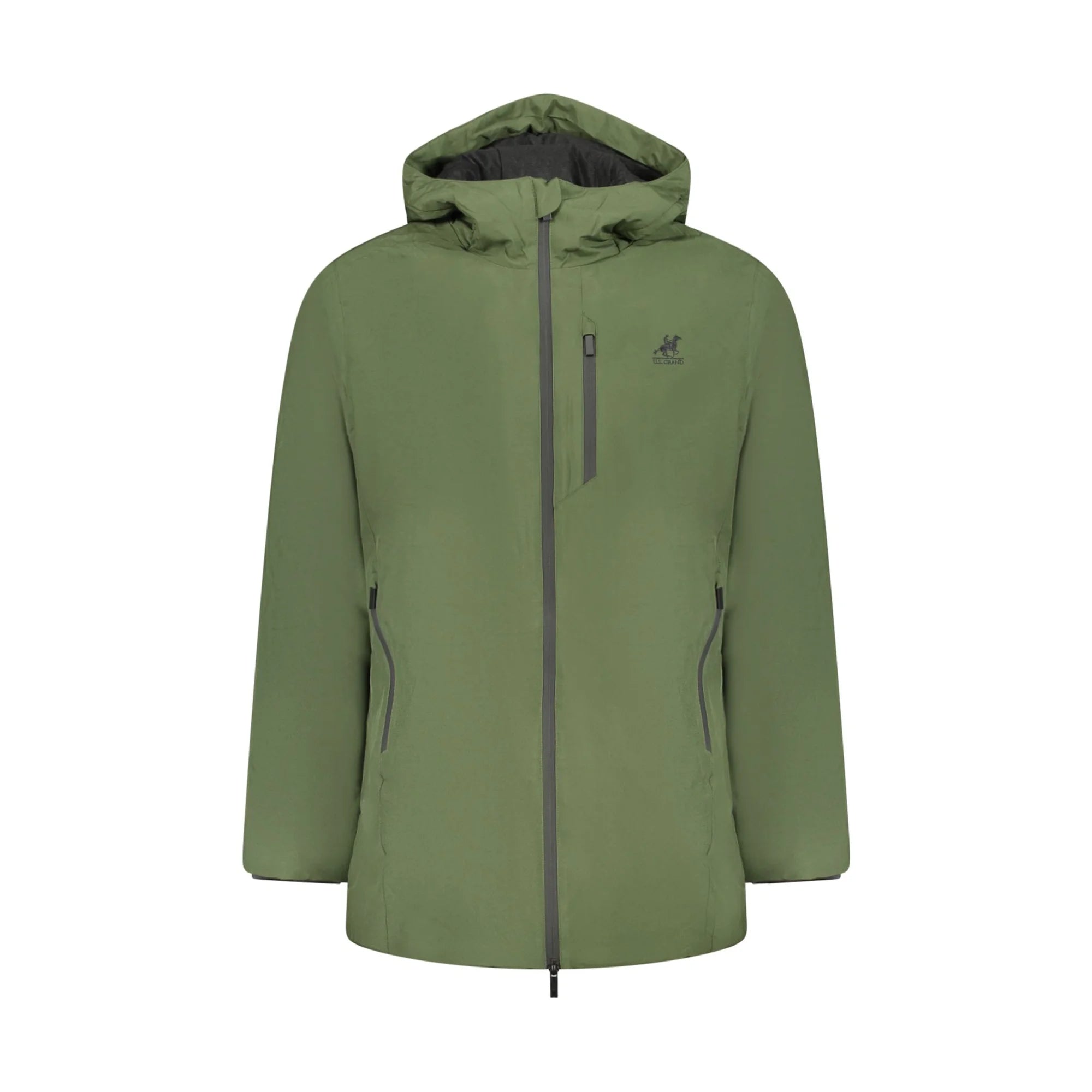 U.S. Grand Giubbotto Uomo Verde con Cappuccio Zip Ricamo Logo Giubbotti e Giacche - foto prodotto